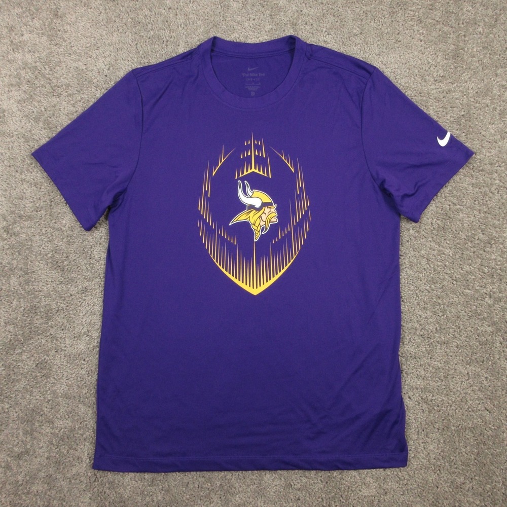 Minnesota Vikings Shirt Mens Large Purple Nike Drifit Tee NFL Football Logo